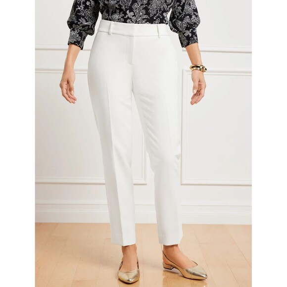 Talbots Pants - Talbots White Lightweight Double 98% Cotton Straight Ankle Pants Curvy Sz 8 ***